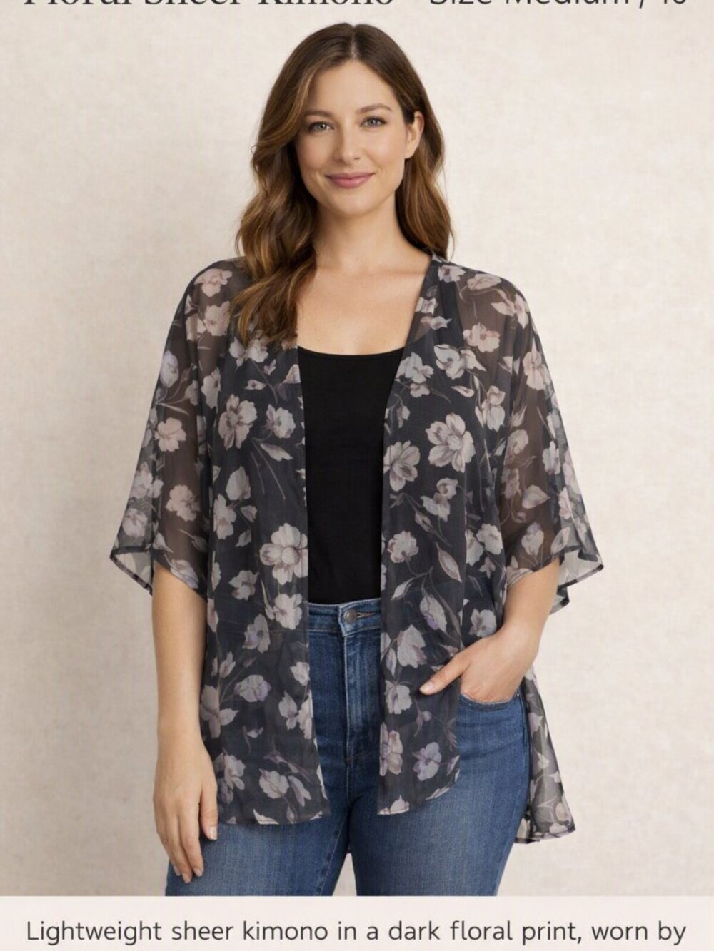 Sonoma Sheer Floral Kimono Cover‑Up – One Size